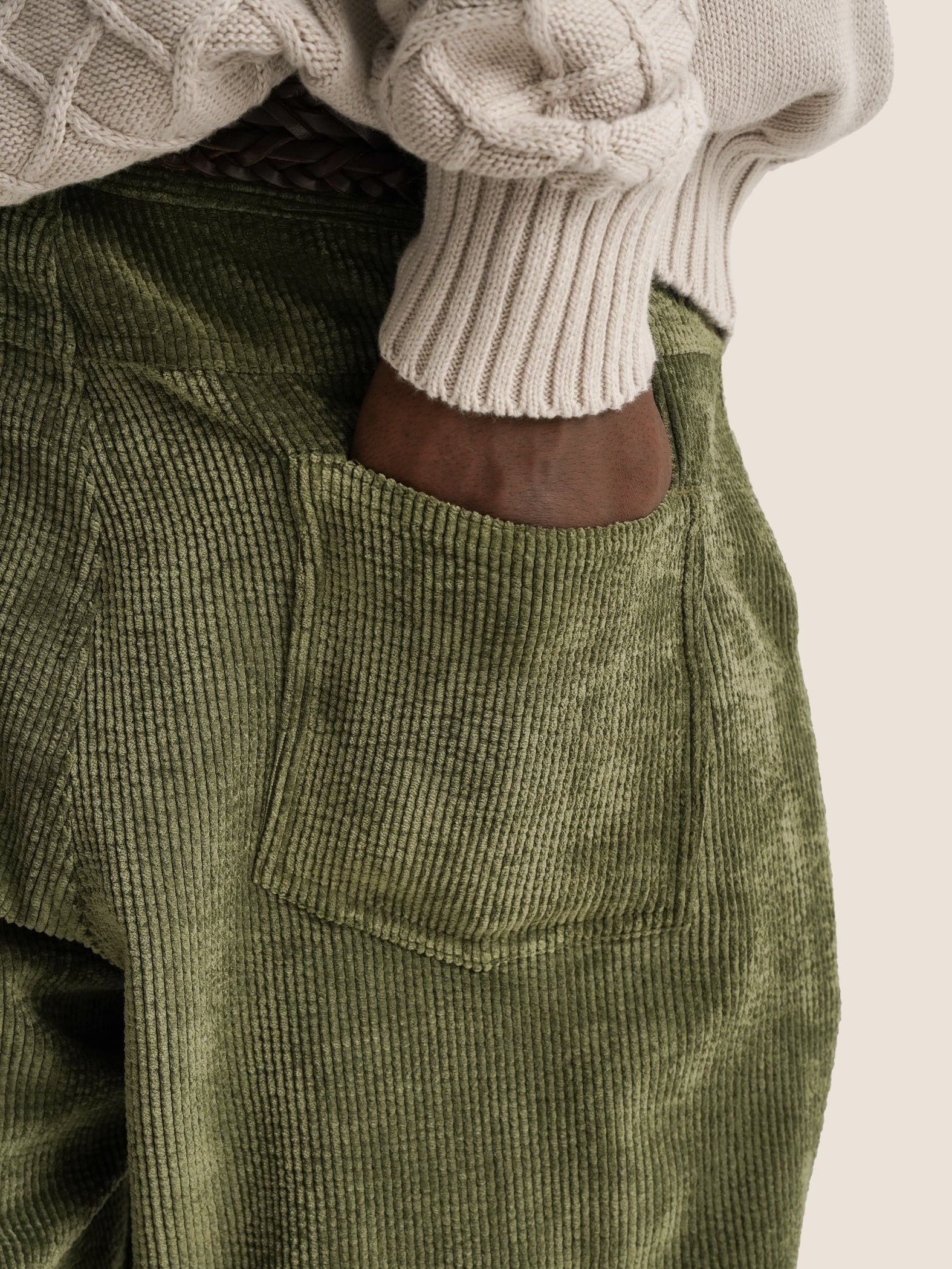 GREEN CORDUROY TROUSERS