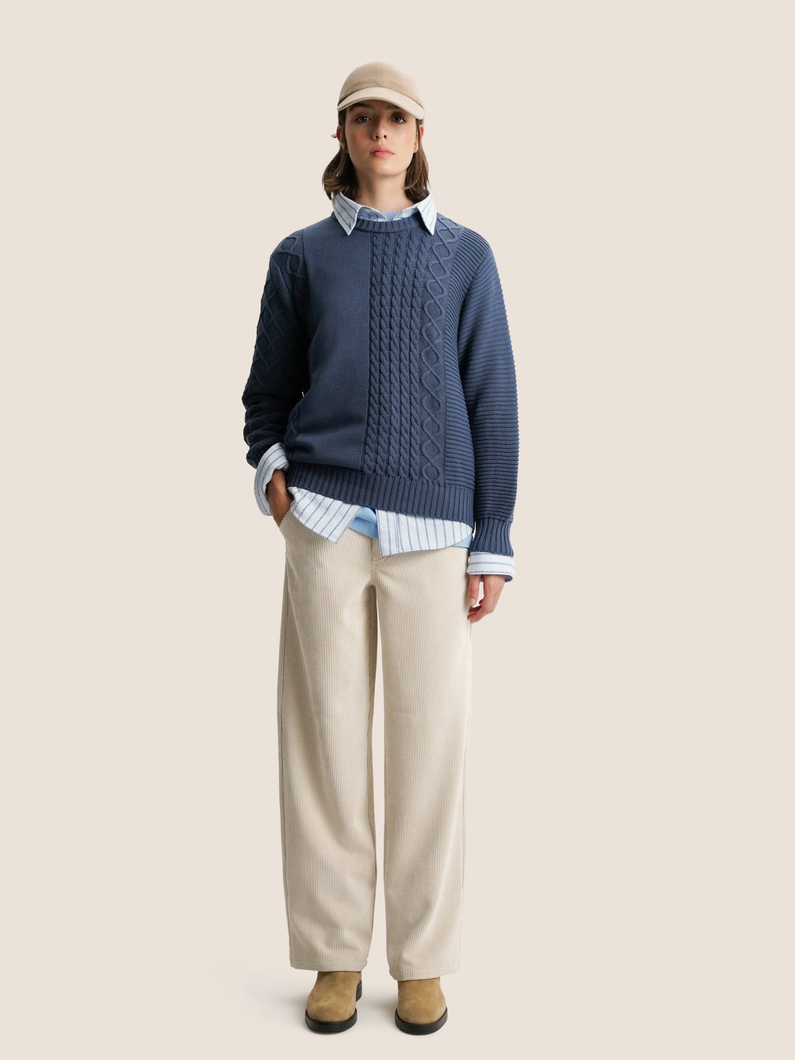 ECRU CORDUROY TROUSERS