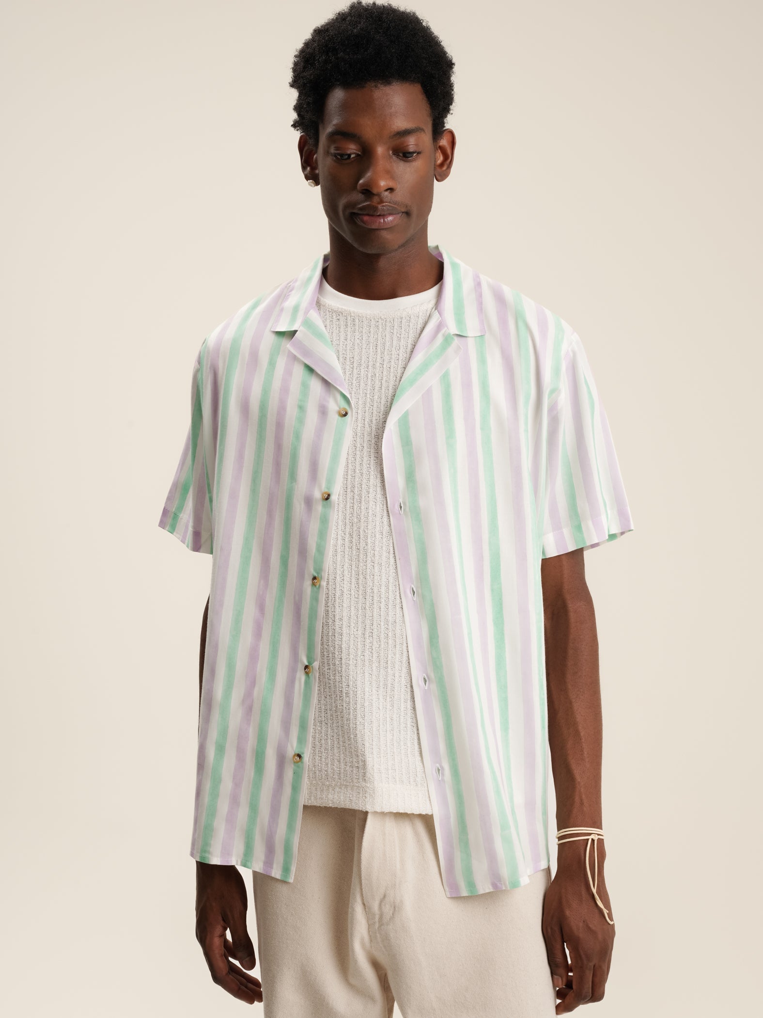 GREEN LILAC STRIPED SHIRT