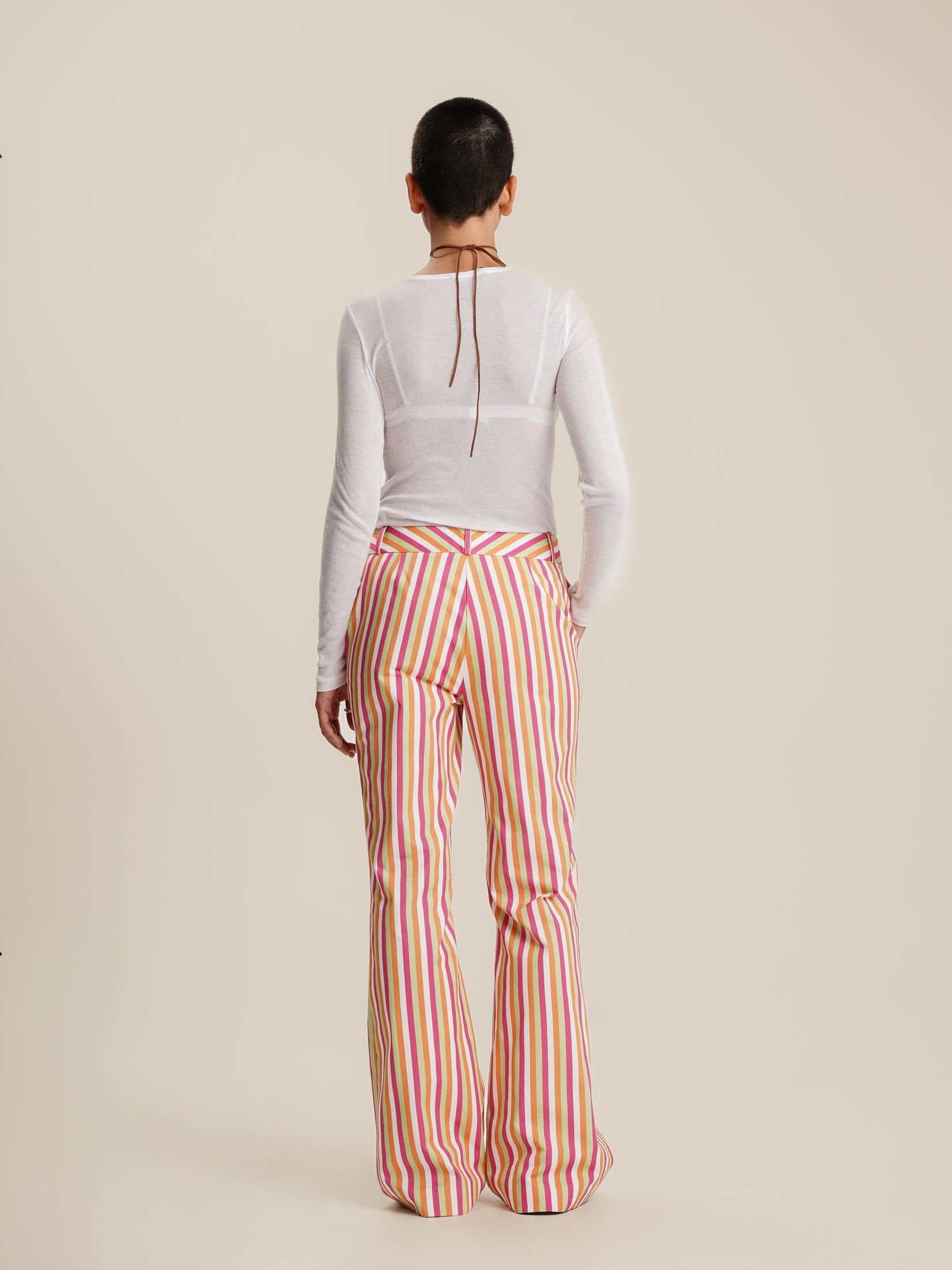 FLARED STRIPED TROUSERS