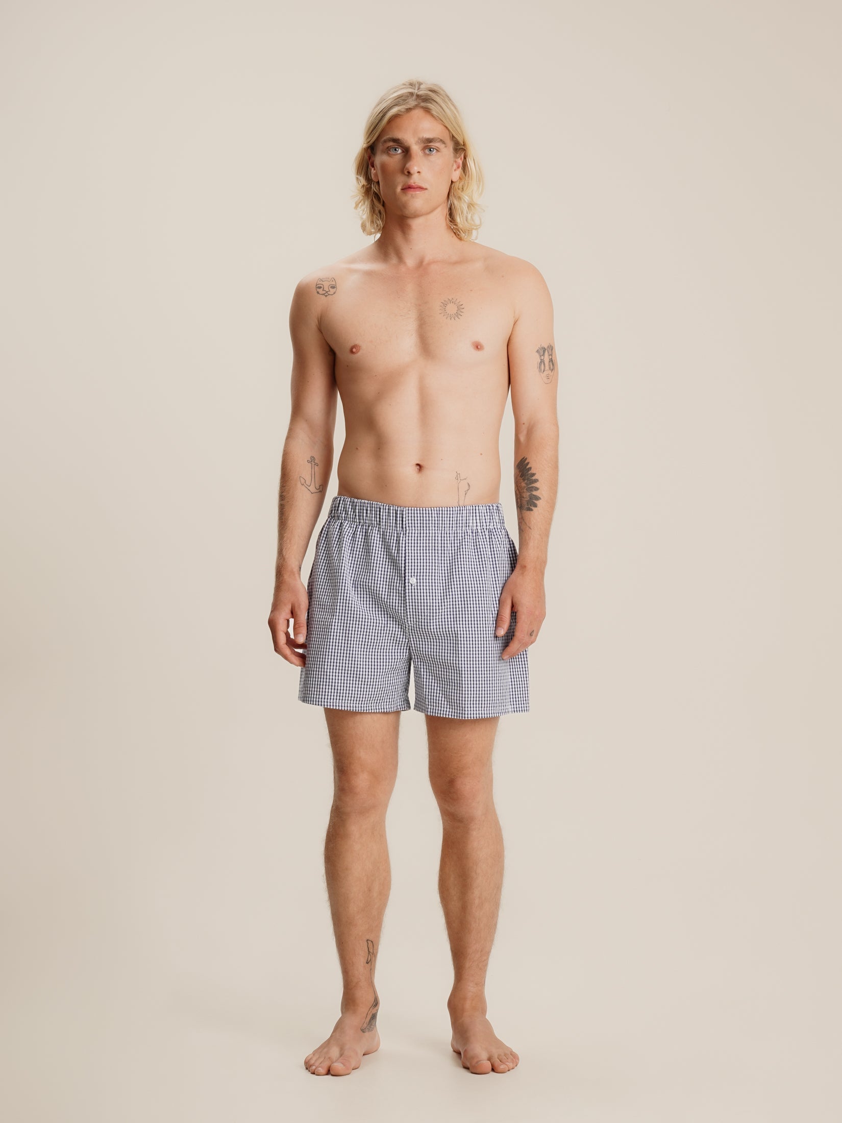 BLUE VICHY BOXER SHORTS