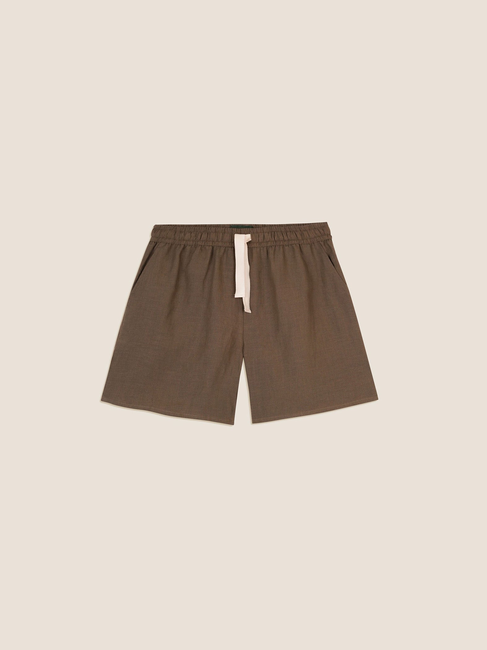 GREEN LINEN SHORTS