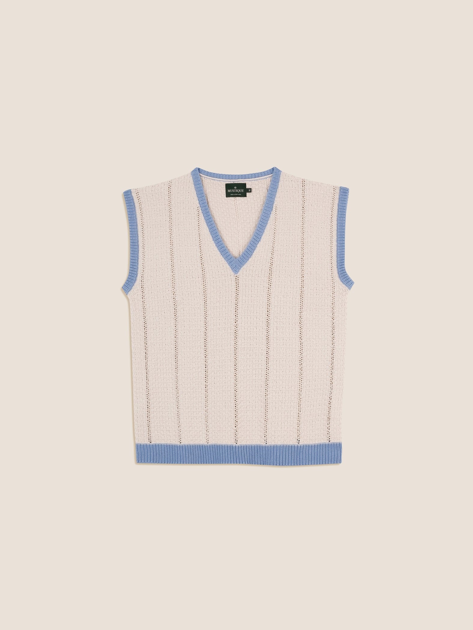 BLUE & BEIGE KNITTED VEST