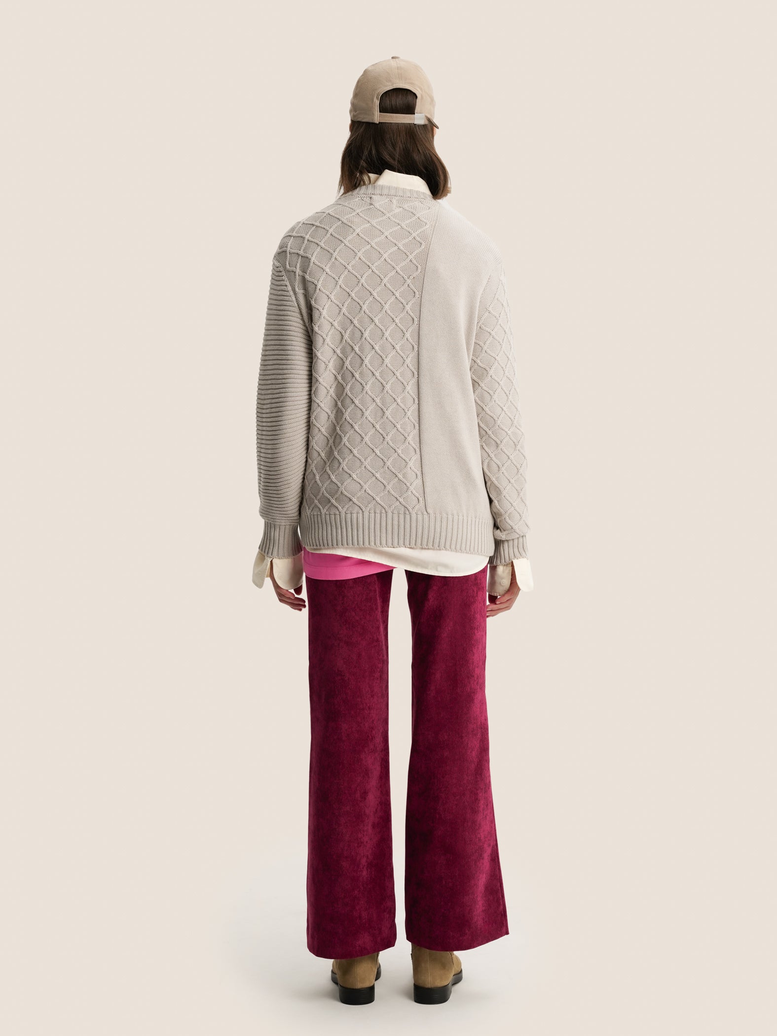 CHERRY FLARED TROUSERS